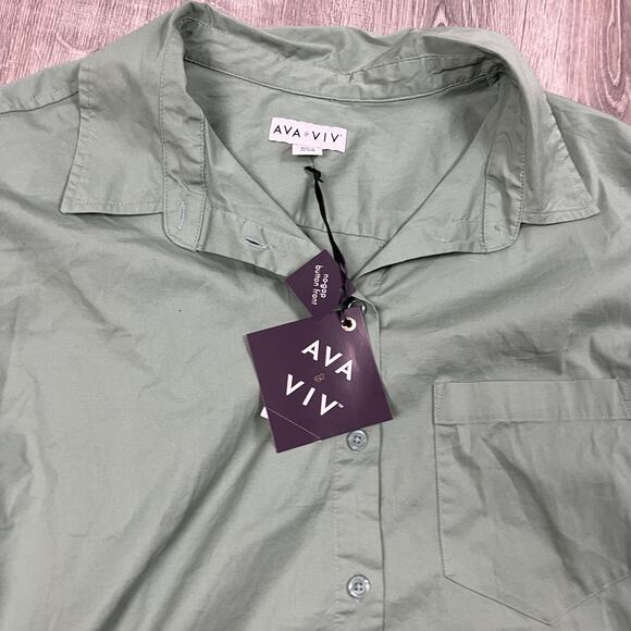 Ava & Viv Women's Plus Size Green Button-Down Oversized Tunic - Size X - NWT - Picture 3 of 7